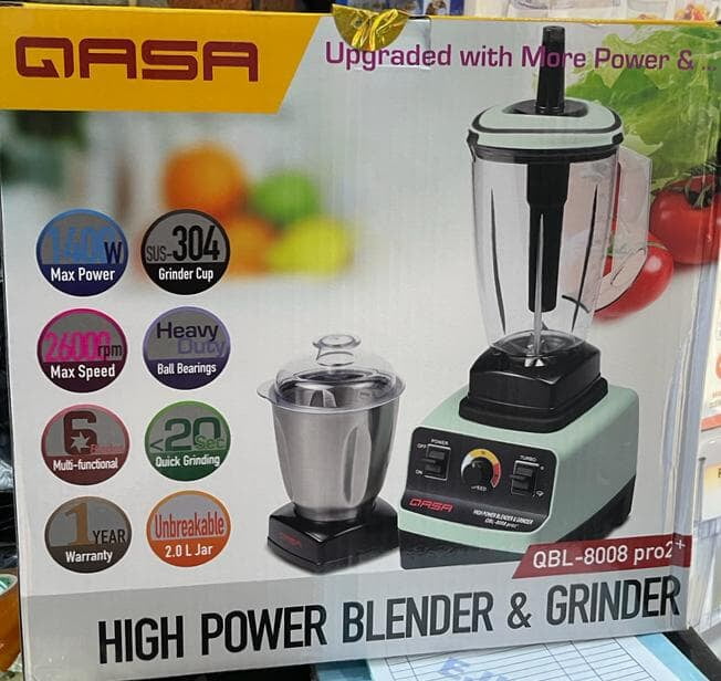 QASA 2IN1 HIGH POWER 6 BLADES BLENDER AND GRINDER 1400W QASA 2IN1 HIGH POWER 6 BLADES BLENDER AND GRINDER 1400W