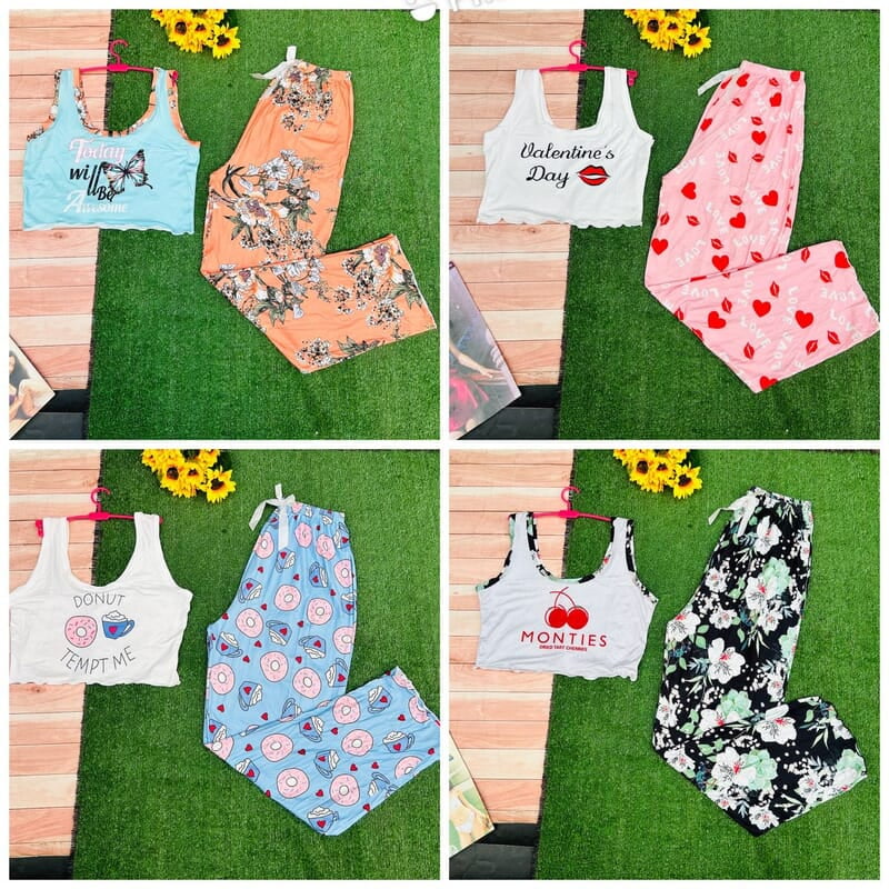2 PIECES LOUNGE WEAR IN PLAIN & PRINT FOR LADIES 2 PIECES LOUNGE WEAR IN PLAIN & PRINT FOR LADIES