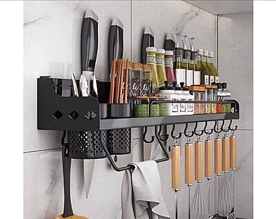 WALL MOUNTED KITCHEN UTENSILS AND CUTLERIES HOLDER WITH TOWEL RACK