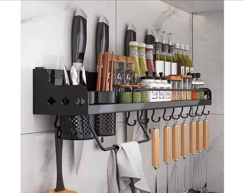 WALL MOUNTED KITCHEN UTENSILS AND CUTLERIES HOLDER WITH TOWEL RACK WALL MOUNTED KITCHEN UTENSILS AND CUTLERIES HOLDER WITH TOWEL RACK