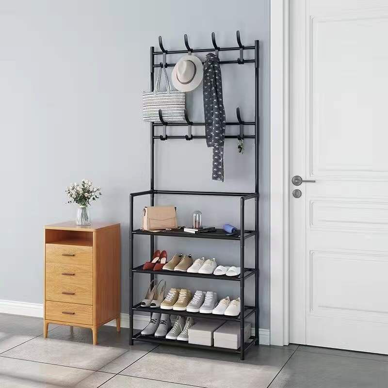 ALL-IN-ONE SHOE RACK, HAT HOLDER WITH CLOTHES AND BAG HANGER - 4 LAYERS ALL-IN-ONE SHOE RACK, HAT HOLDER WITH CLOTHES AND BAG HANGER - 4 LAYERS
