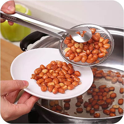 2IN1 FOOD TONG WITH OIL STRAINER FILTER SPOON FILTER CLIP WITH COLANDER